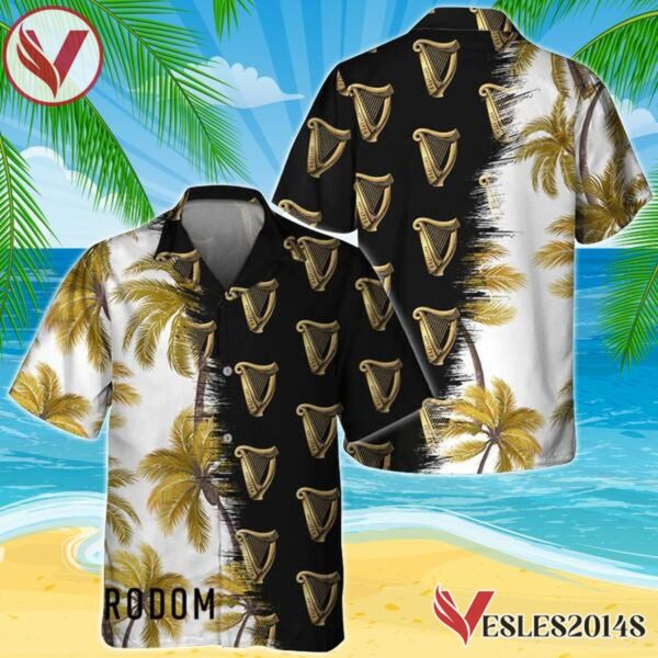 Black Guinness Match Palm Trees Hawaiian Shirt, Best Summer Gifts For Fans - Vesles2014S