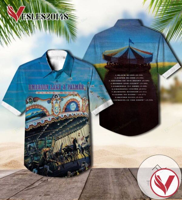 Black Moon Studio Album By Emerson, Lake & Palmer Hawaiian Shirt, Best Gift For Music Lovers Vesles2014S