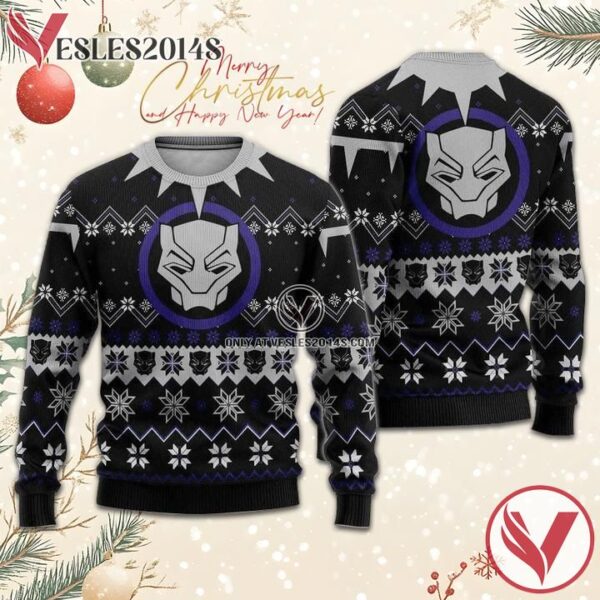 Black Panther Christmas Sweater, Unique Winter Outfits For Fans - Vesles2014S  1