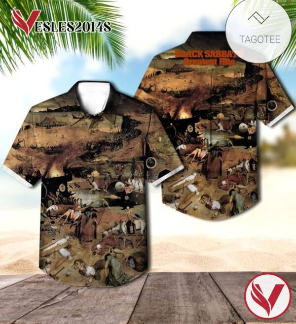 Black Sabbath Greatest Hits Album Cover Hawaiian Shirt, Best Gift For Music Lovers Vesles2014S