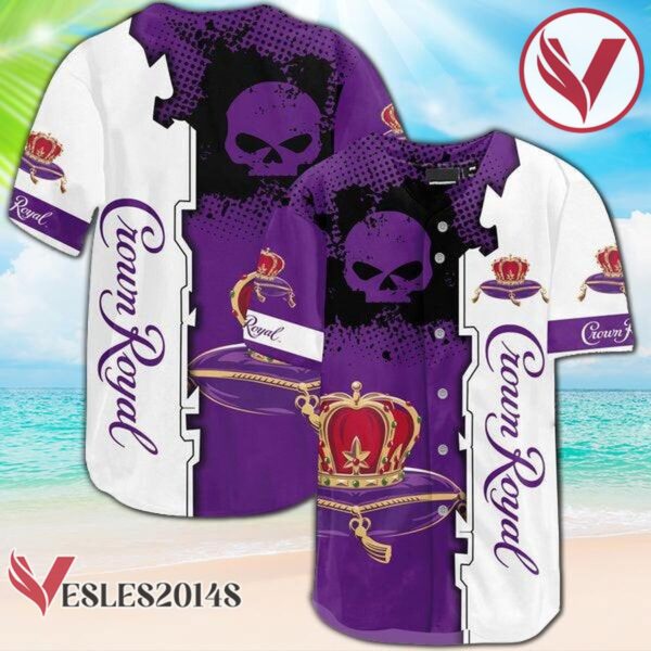 Black Skull Crown Royal Baseball Jersey, Perfect Gifts For Fans - Vesles2014S