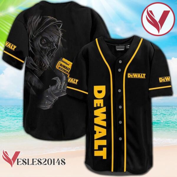 Black Skull Dewalt Baseball Jersey, Perfect Gifts For Fans - Vesles2014S