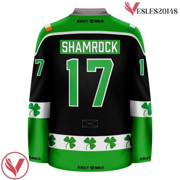 Black St Patrick's Day Irish Shamrock Holiday Hockey Jersey - Vesles2014S 3