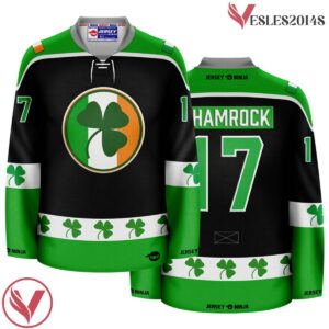 Black St Patrick's Day Irish Shamrock Holiday Hockey Jersey - Vesles2014S
