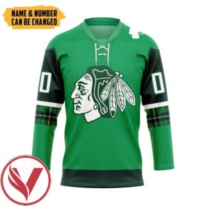 Blackhawks St. Patrick's Day Custom Name Custom Number Hockey Jersey, Trending Gifts For Fans - Vesles2014s
