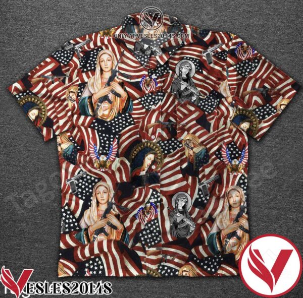 Blessed Mother Veteran American Flag Hawaiian Shirt, Unique Gifts For Friends - Vesles2014S 1