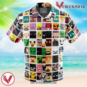 Block Faces Minecraft Hawaiian Button Up Shirt, Perfect Gifts For Anime Lovers - Vesles2014S