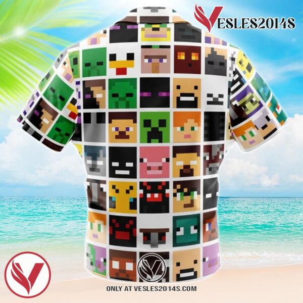 Block Faces Pattern Minecraft Hawaiian Button Up Shirt, Perfect Gifts For Anime Lovers - Vesles2014S 1