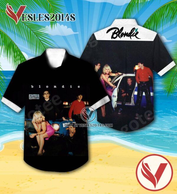 Blondie Plastic Letters Album Cover Black Hawaiian Shirt, Unique Gifts For Music Lovers - Vesles2014S
