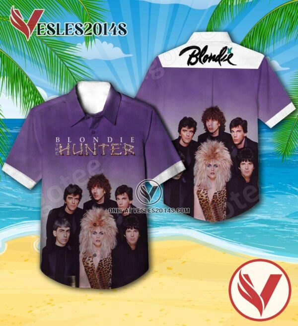 Blondie The Hunter Album Cover Purple Hawaiian Shirt, Unique Gifts For Music Lovers - Vesles2014S