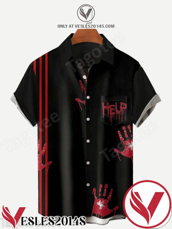 Blood Hand Help Halloween Hawaiian Shirt, Unique Gifts For Friends - Vesles2014S 1