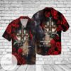 Blood Of Jesus Never Underestimate Women Who Is Covered By The Blood Of Jesus Graphic Print Short Sleeve Hawaiian Casual Shirt Vesles2014S