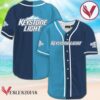 Blue And Navi Split Keystone Light Baseball Jersey, Perfect Gifts For Fans - Vesles2014S