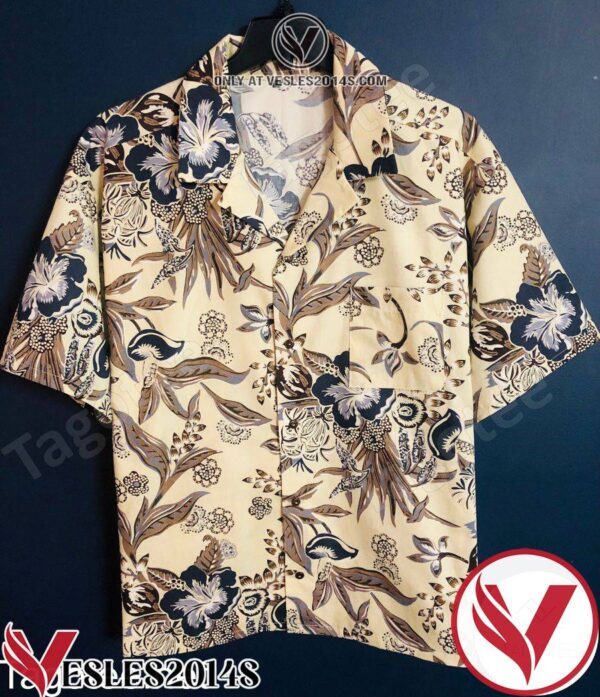 Blue Hibiscus On Beige Hawaiian Shirt, Unique Gifts For Friends - Vesles2014S 1