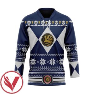 Blue MIGHTY MORPHIN Power Ranger Ugly Custom Hockey Jersey, Trending Gifts For Fans - Vesles2014s