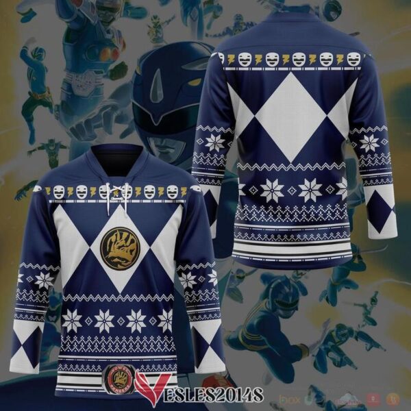Blue Mighty Morphin Power Rangers Hockey Jersey, Trending Gifts For Fans - Vesles2014s 2