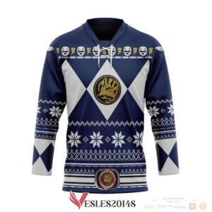 Blue Mighty Morphin Power Rangers Hockey Jersey, Trending Gifts For Fans - Vesles2014s