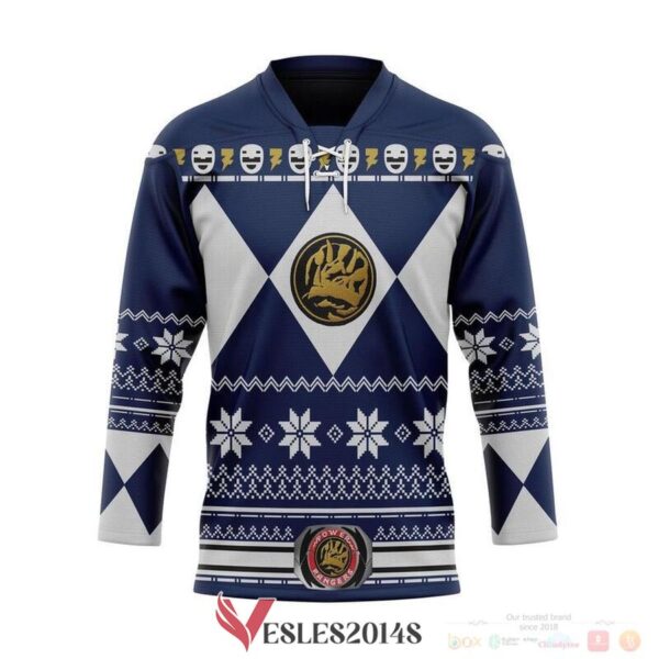 Blue Mighty Morphin Power Rangers Hockey Jersey, Trending Gifts For Fans - Vesles2014s
