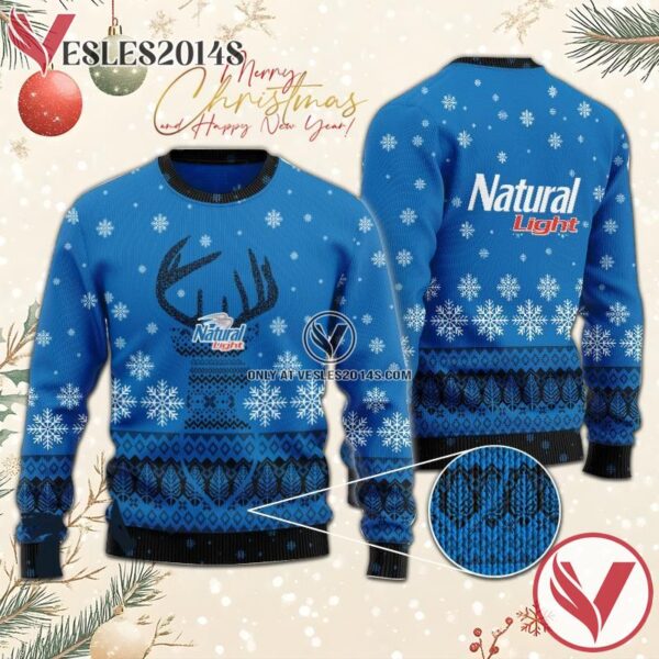 Blue Natural Light Reindeer Snowy Christmas Sweater, Unique Winter Outfits For Fans - Vesles2014S  1
