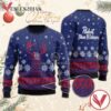 Blue Pabst Blue Ribbon Reindeer Snowy Christmas Sweater, Unique Winter Outfits For Fans - Vesles2014S  1