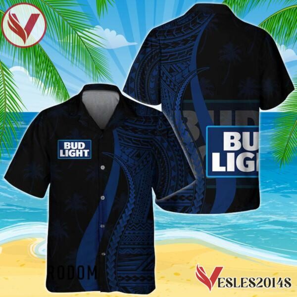Blue Polynesian Bud Light Hawaiian Shirt, Best Summer Gifts For Fans - Vesles2014S