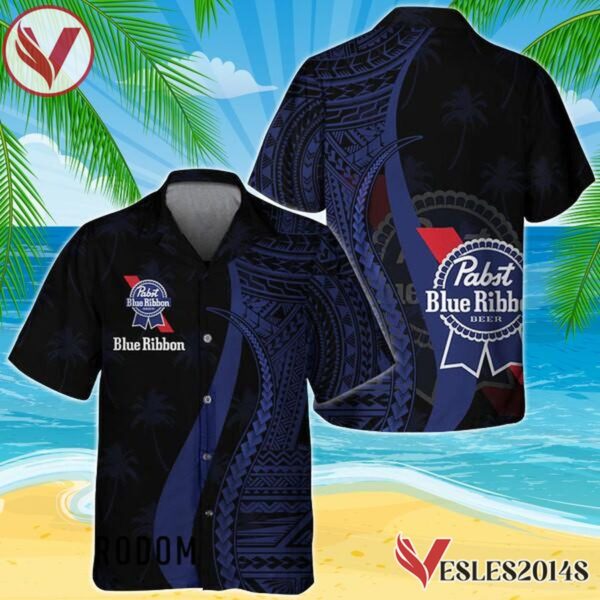 Blue Polynesian Pabst Blue Ribbon Hawaiian Shirt, Best Summer Gifts For Fans - Vesles2014S