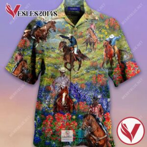 Bluebonnet And Texas Cowboy Casual Hawaiian Shirt, Best Gifts For Summer Vesles2014S 1
