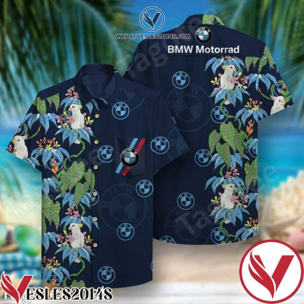 Bmw Motorrad Cockatoos Birds Navy Hawaiian Shirt, Unique Gifts For Friends - Vesles2014S 1