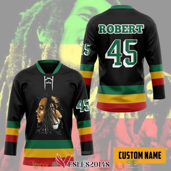 Bob Marley Iron Lion 45 Custom Name Hockey Jersey Shirt, Trending Gifts For Fans - Vesles2014s 2