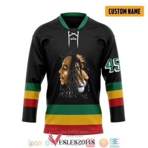 Bob Marley Iron Lion 45 Custom Name Hockey Jersey Shirt, Trending Gifts For Fans - Vesles2014s