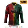 Bob Marley Lion 420 Custom Name and Number Hockey Jersey Shirt, Trending Gifts For Fans - Vesles2014s