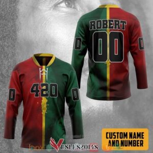 Bob Marley Lion 420 Custom Name and Number Hockey Jersey Shirt, Trending Gifts For Fans - Vesles2014s 2