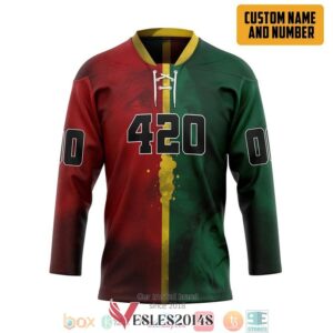 Bob Marley Lion 420 Custom Name and Number Hockey Jersey Shirt, Trending Gifts For Fans - Vesles2014s