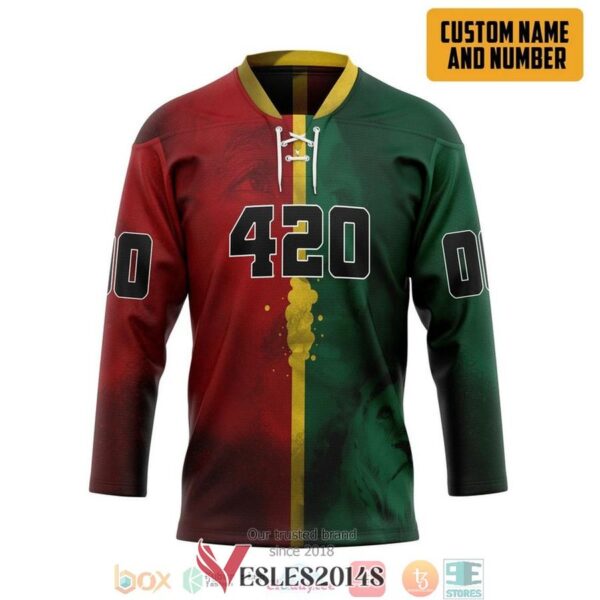 Bob Marley Lion 420 Custom Name and Number Hockey Jersey Shirt, Trending Gifts For Fans - Vesles2014s