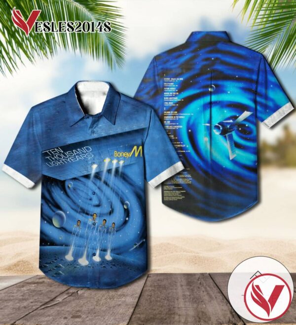 Boney M. Ten Thousand Lightyears Album Cover Hawaiian Shirt, Best Gift For Music Lovers Vesles2014S