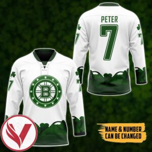 Boston Bruins 2022 St Patrick Day Custom Name Custom Number Hockey Jersey, Trending Gifts For Fans - Vesles2014s