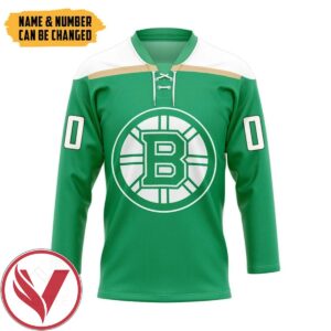 Boston Bruins ST Patrick Day Custom Number Custom Name Hockey Jersey, Trending Gifts For Fans - Vesles2014s