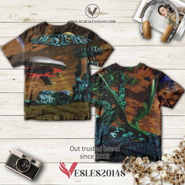 Boston Greatest Hi­t Album 3D T-Shirt, Perfect Gifts For Music Lovers - Vesles2014S
