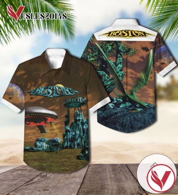 Boston Greatest Hits Compilation Album Cover Hawaiian Shirt, Best Gift For Music Lovers Vesles2014S