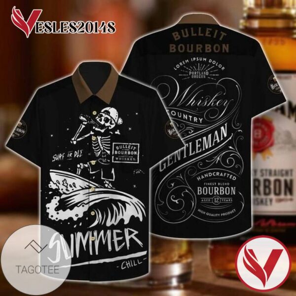 Bourbon Whiskey Hawaiian Graphic Print Short Sleeve Hawaiian Casual Shirt Vesles2014S 1