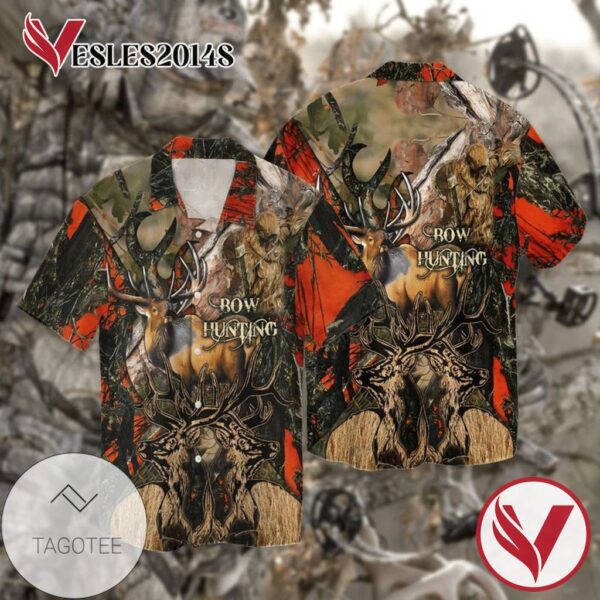 Bow Hunting Deer For Men And Women Graphic Print Short Sleeve Hawaiian Casual Shirt Vesles2014S 1