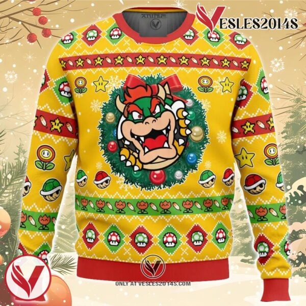 Bowser Mario Bros Ugly Christmas Sweater, Unique Christmas Gift For Fans - Vesles2014S