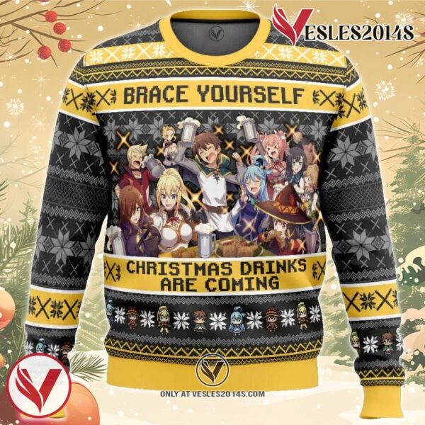 Brace Yourself Konosuba Ugly Christmas Sweater, Unique Christmas Gift For Fans - Vesles2014S