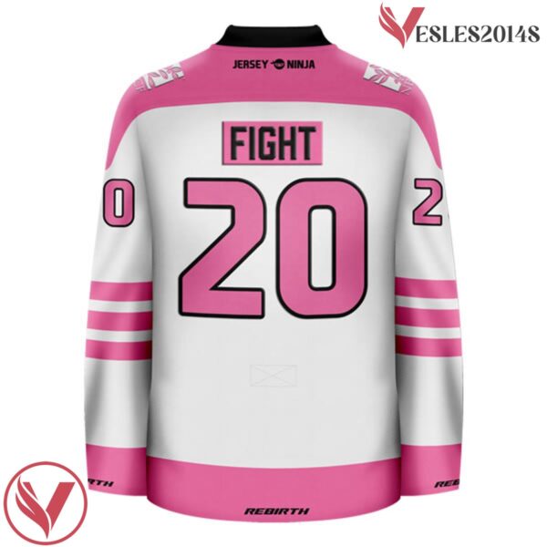 Breast Cancer Awareness Butterfly White Charity Hockey Jersey - Vesles2014S 3