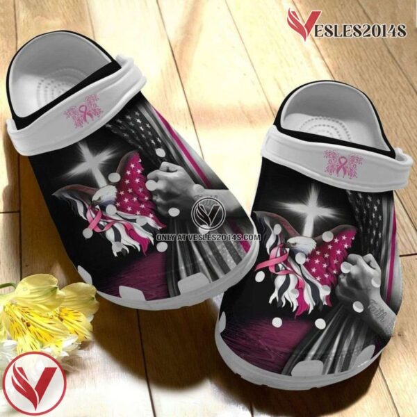Breast Cancer Awareness Eagle Usa Flag Crocband Clog Shoes, Unique Gift From  Vesles2014S