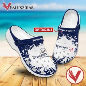 Brussels Airlines Logo Crocs Clogs, Unique Footwear For Fans