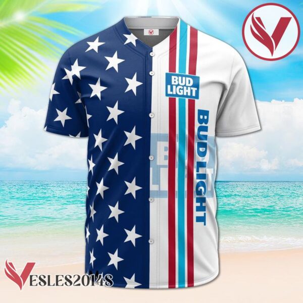 Bud Light American Flag Baseball Jersey, Perfect Gifts For Fans - Vesles2014S 2