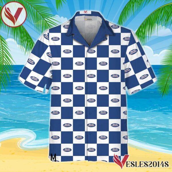 Bud Light Checkerboard Hawaiian Shirt, Best Summer Gifts For Fans - Vesles2014S 1