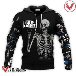 Bud Light Rock And Roll Skeleton Skull Hoodie & Zip Hoodie - Vesles2014S 1