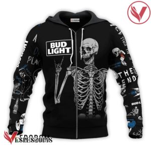 Bud Light Rock And Roll Skeleton Skull Hoodie & Zip Hoodie - Vesles2014S 2